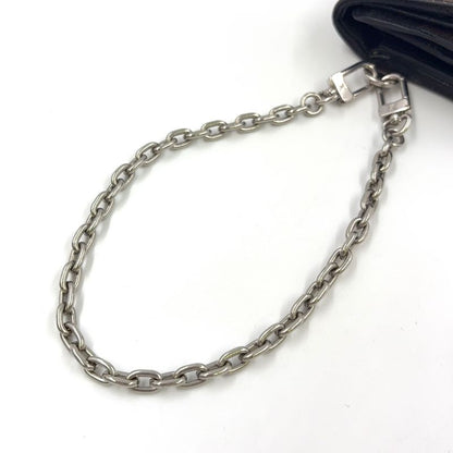 Louis Vuitton Portefeuille Compact Chain Leather X PVC Brown Wallet Silver