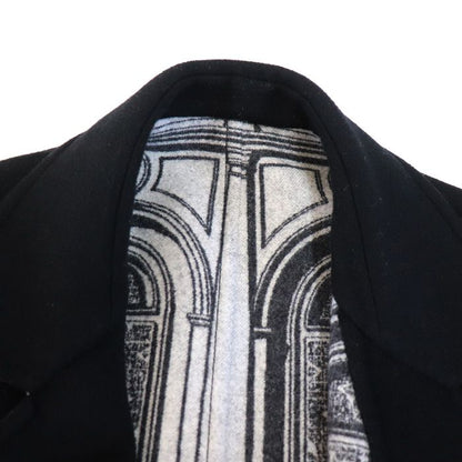 Louis Vuitton Monogram Architecture Jacquard Reversible Pea Coat Black Gray