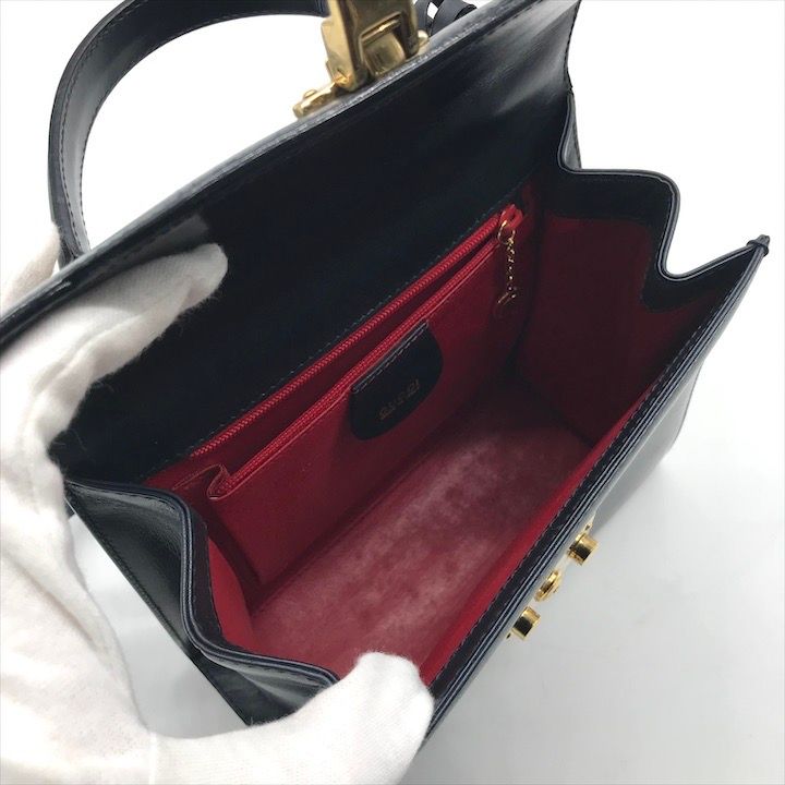 Gucci Ladylock Leather 2-Way Bag Navy Gphardware Bag