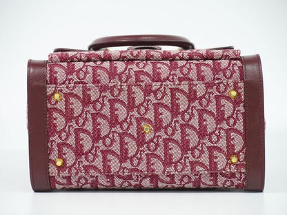 Authentic Christian DIOR Trotter Handbag Canvas Leather Bordeaux Trotter Bag