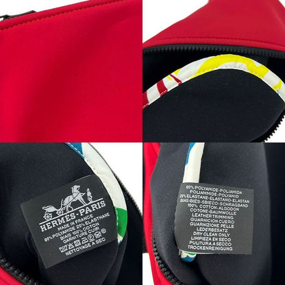 Hermes Pouch Clutch Bag Trousse Flat Neobain GM Red Nylon Accessories Ladies