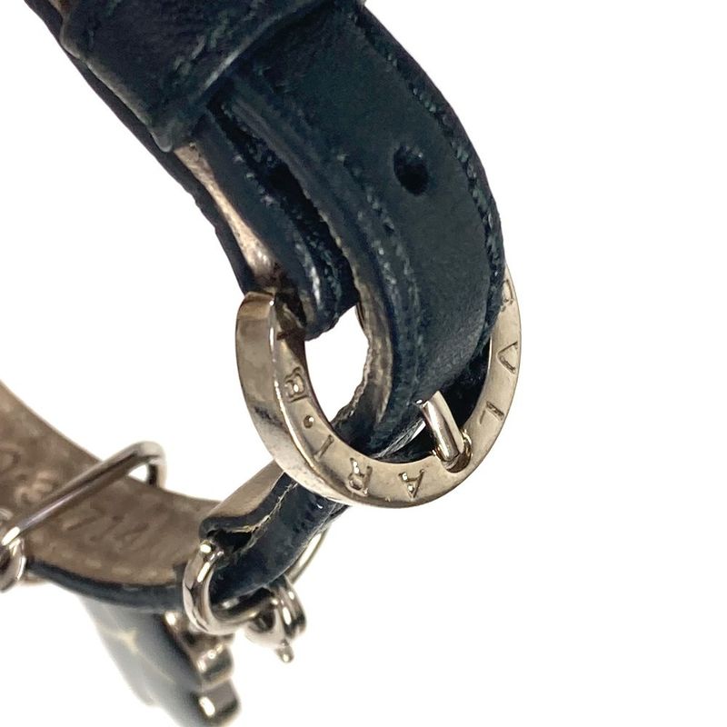 Bvlgari Bulgari Bracelet Icon Logo Charm Leather Black