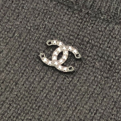 Chanel Sweater Street Coco Mark Ribbon Heart P80299 Cashmere Black