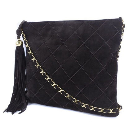 Chanel Chain Shoulder Fringe Suede Brown Women Shoulder Bag