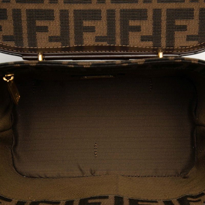 Fendi Zucca Shoulder Bag Vanity Bag 2WAY Brown Canvas Leather Women's Fendi