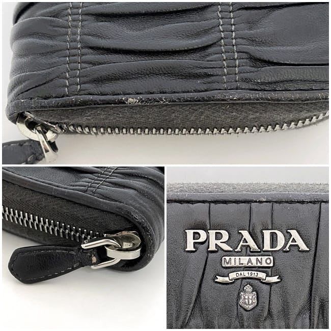 Prada Round Zipper Long Wallet Black 1 M0506