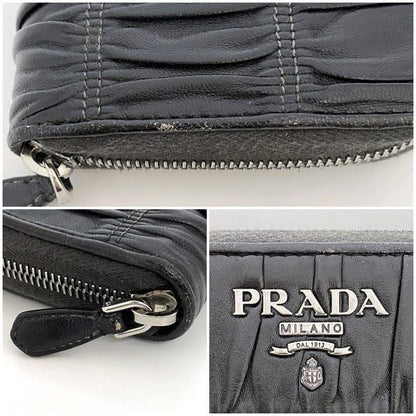 Prada Round Zipper Long Wallet Black 1 M0506