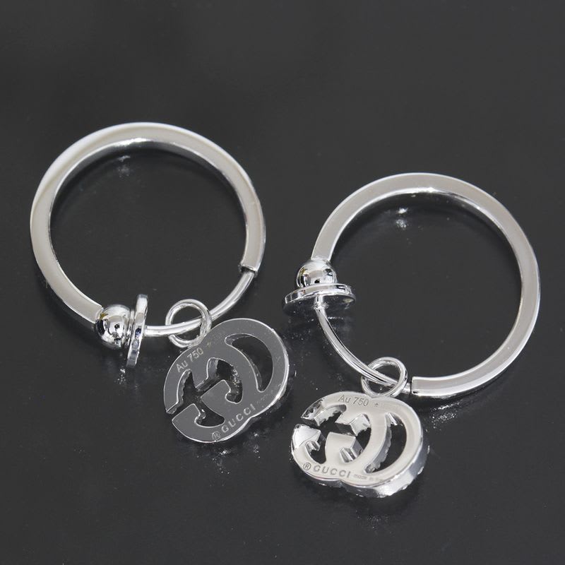 Gucci GG Running Diamond Earrings Hoop AU 750 Box E1497