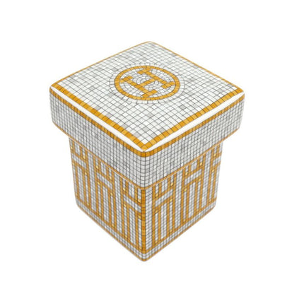 Hermes Small Box Mosaic 24 Gold White Pottery Accessories Others