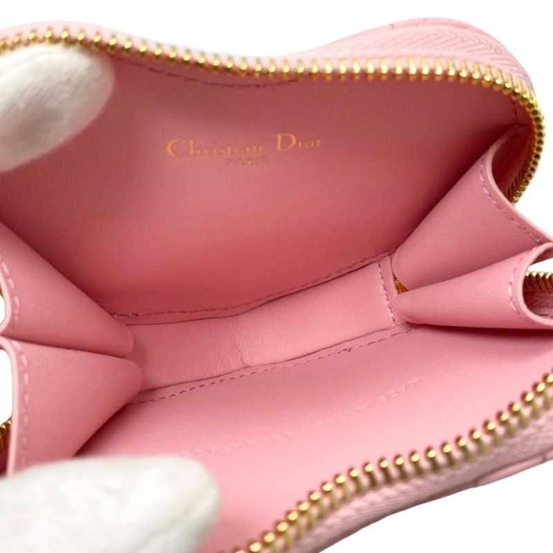 Christian Dior Chain Heart Pouch S5097unid 43-Ma-0293 Calfskin Pink Gold