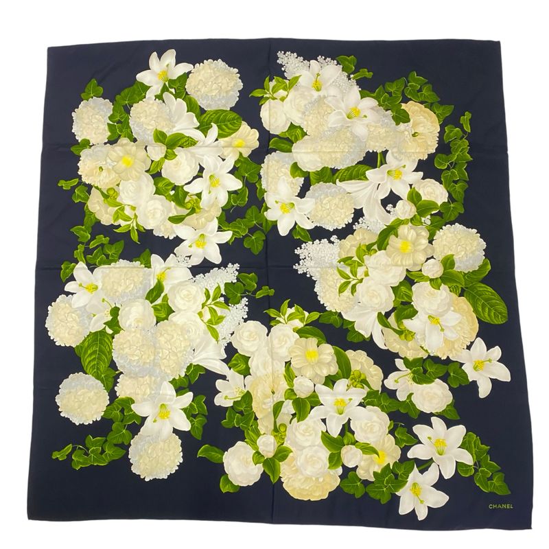 Chanel Large Scarf Silk Cashmere Black 95x95cm (37.40in)