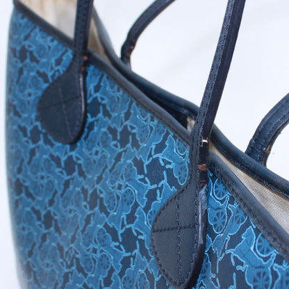 Celine Carriage Leather X PVC Blue Tote Bag Silver Sc-st-0098