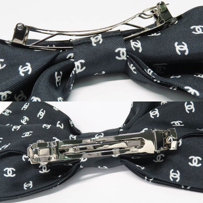 Chanel Valletta Aaa821 25P Coco Mark Ribbon Black Silk Hair Accessory
