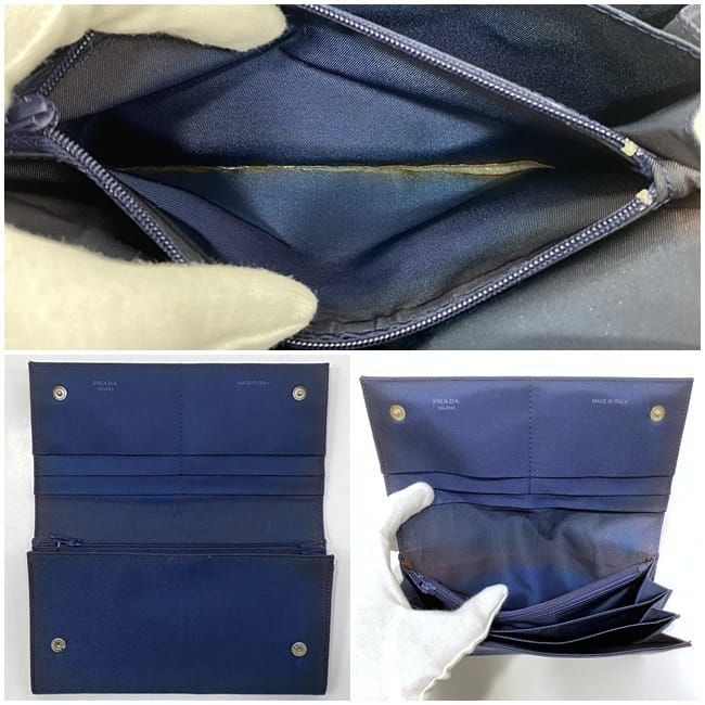 Prada Bifold Long Wallet Navy Blue Tessuto Wallet Nylon Preowned