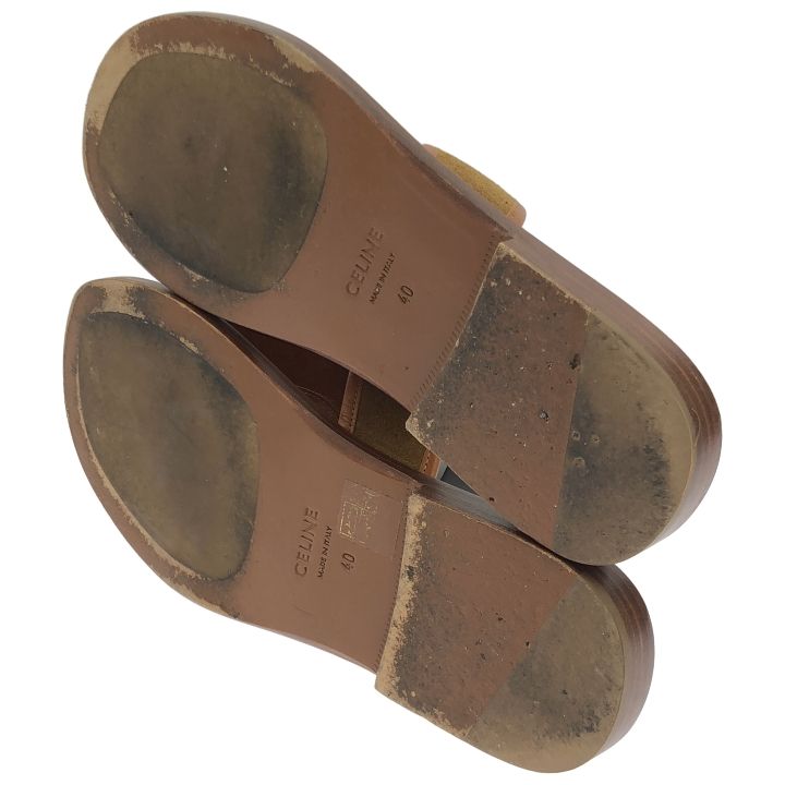 Celine Leather Sandals Men's Camel 40