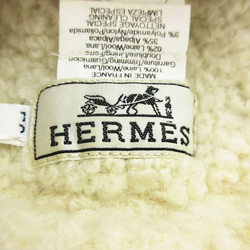 Hermes Alpaca Blend Beanie Knit Cap Hat White 2318 Size 56 Women
