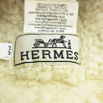 Hermes Alpaca Blend Beanie Knit Cap Hat White 2318 Size 56 Women