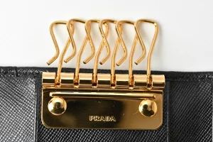 Unused Prada Key Case Key Holder 6 Rings 1pg222 Black