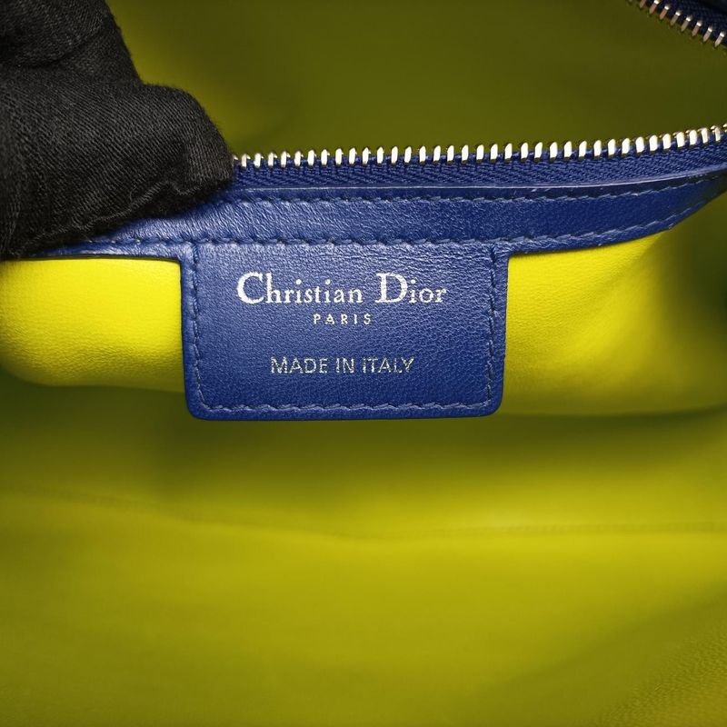Christian Diorchristian Dior Lady Dior Rose Red And Yellow And Blue Lambskin