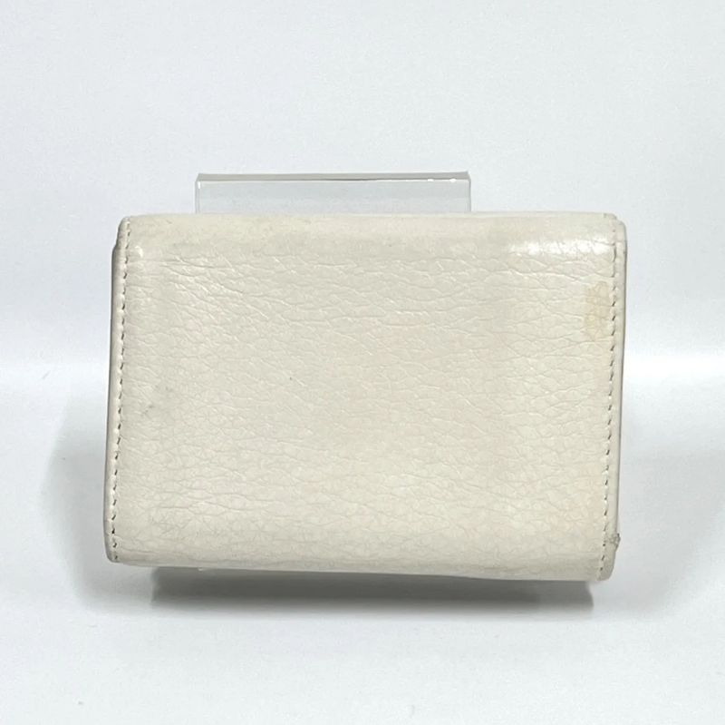 Balenciaga Trifold Wallet Compact Wallet Leather White 30ka510
