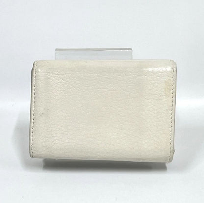 Balenciaga Trifold Wallet Compact Wallet Leather White 30ka510