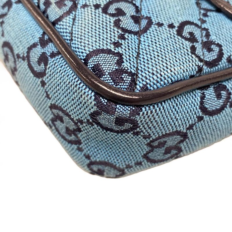 Gucci Shoulder Bag GG Marmont Quilted Leather Super Mini Bag 476433 Blue And