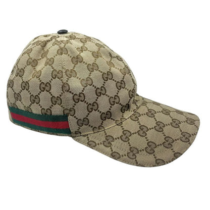Gucci Men's Baseball Cap GG Canvas L Beige Hat