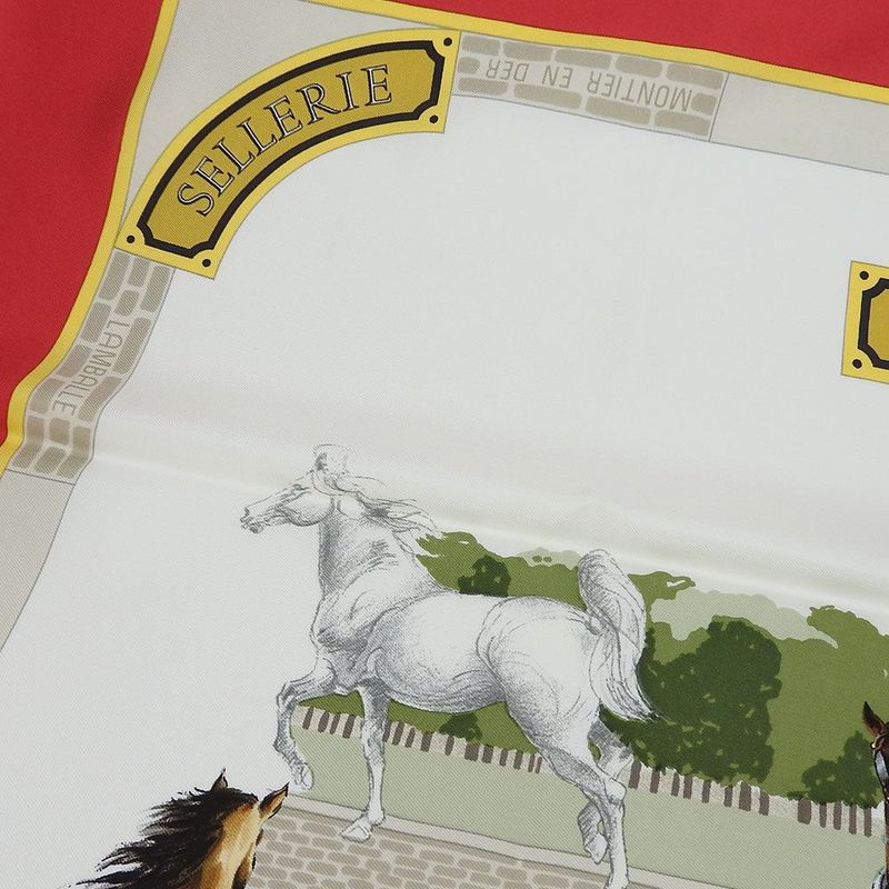 Hermes Scarf Carre90 100% Silk LES Haras Nationaux National Stallion Breeding