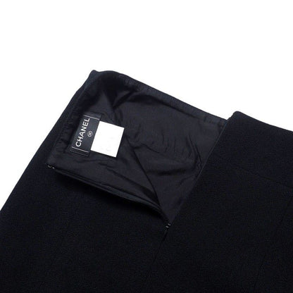 Chanel Skirt Size 34 06A Stretch Tight Skirt CC Coco Mark Wool Made In France