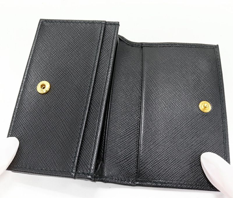 Prada Business Card Holder With Card Case Depth Saffiano Metal Calf Nero
