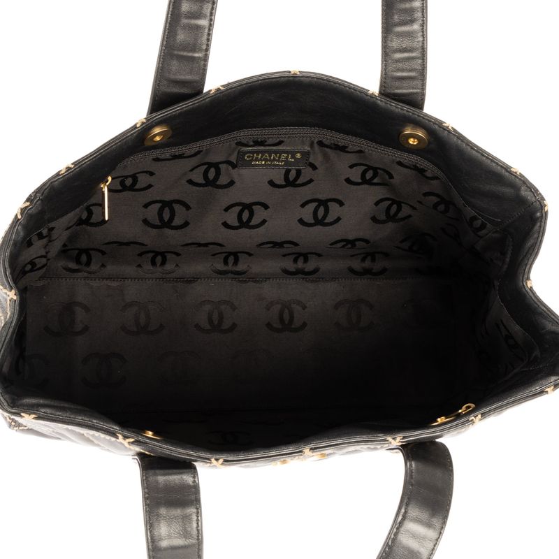 Chanel Wild Stitch Medium Tote Black Wild Stitch Lamb Skin A