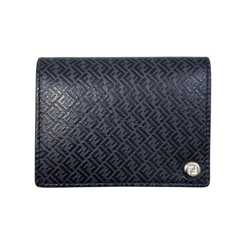 Fendi Card Case Flip Case 7m0312 Aglp F0l6b Ff Logo Asphalt Black Gray Silver