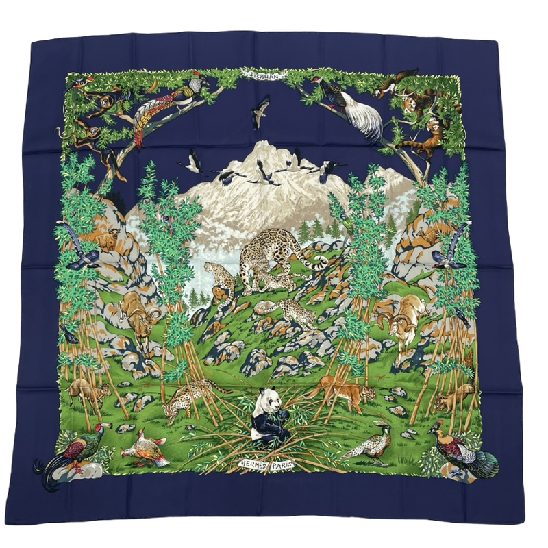 Hermes Carre 90 Scarf Sichuan Navy