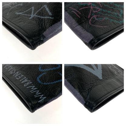 Balenciaga Graffiti Print Black Multicolor Silver Hardware Leather 443658 1060