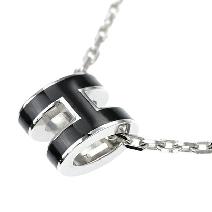 Hermes Necklace Pop Ash Mini Pendant H Black Silver-color- Accessories-