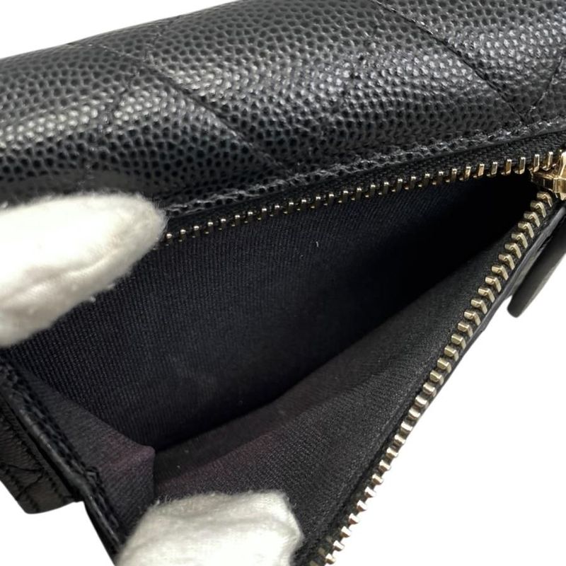Chanel Trifold Wallet Flap Wallet Ap4175 Matelasse Caviar Skin Coco Mark
