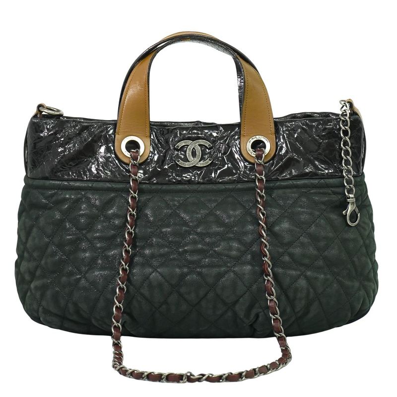 Authentic Chanel In The Mix Coco Mark 2WAY Shoulder Bag Tote Bag Sparkle