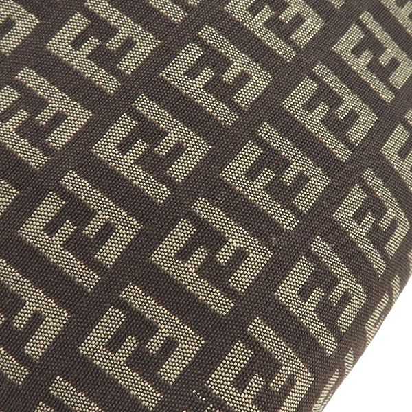 Fendi Shoulder Bag Zucchino Canvas Leather Brown Silver Hardware Brown 8bt075