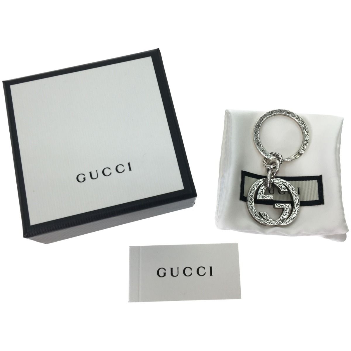 Gucci Engraving G Interlocking G Key Ring Star Ring Silver