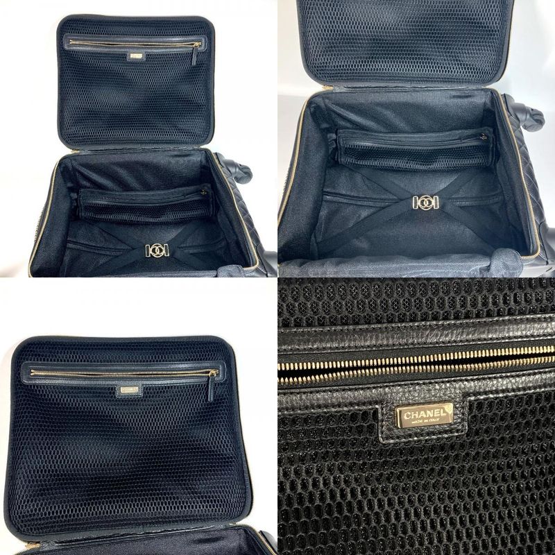 Chanel Carry Bag CC Logo Coco Mark Caviar Skin Black