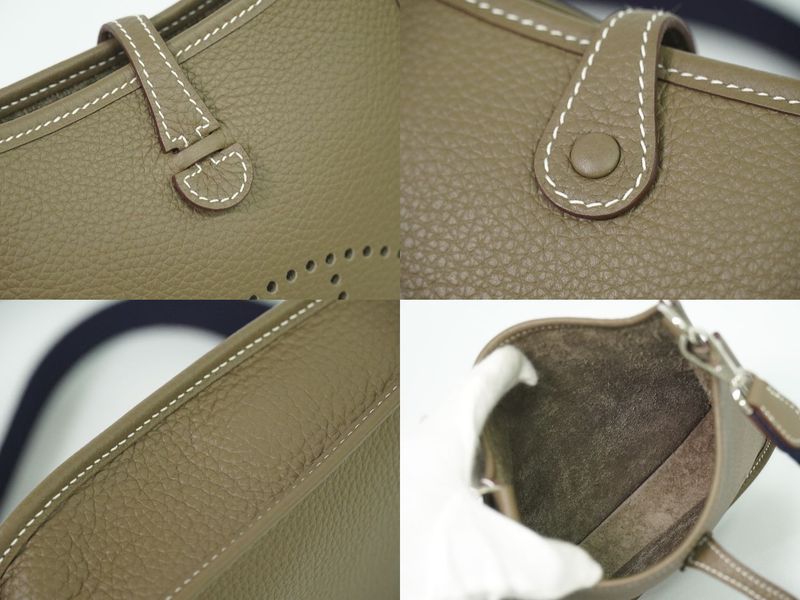 Authentic Hermes Evelyn TPM Taurillon Clemence Leather Shoulder Bag Pochette B