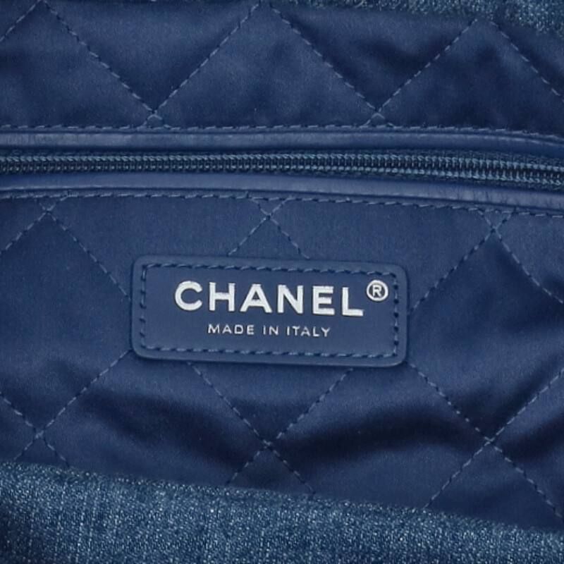 Chanel 22 As3261 Chain Denim Shoulder Bag With Medal Charm Men's