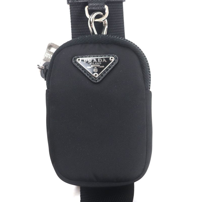 Prada 1bc421 Saffiano Leather Re-nylon Nylon Triangle Logo Triangle Plate