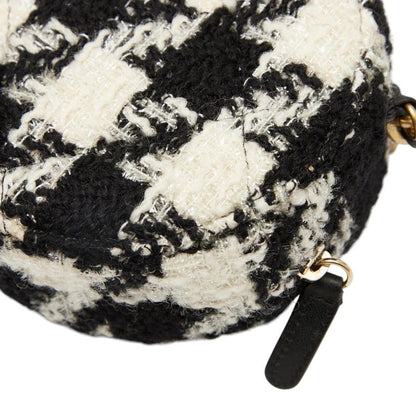 Chanel Coco Mark Chain Shoulder Bag Black White Tweed Leather Women's Chanel