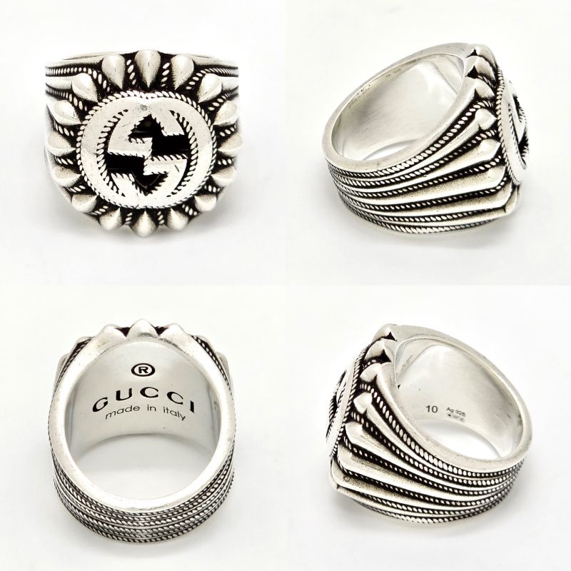 Gucci Interlocking G Signet Ring 10 Approx 10 Star Ring Silver Sv925 Engraved