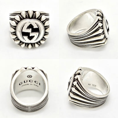 Gucci Interlocking G Signet Ring 10 Approx 10 Star Ring Silver Sv925 Engraved