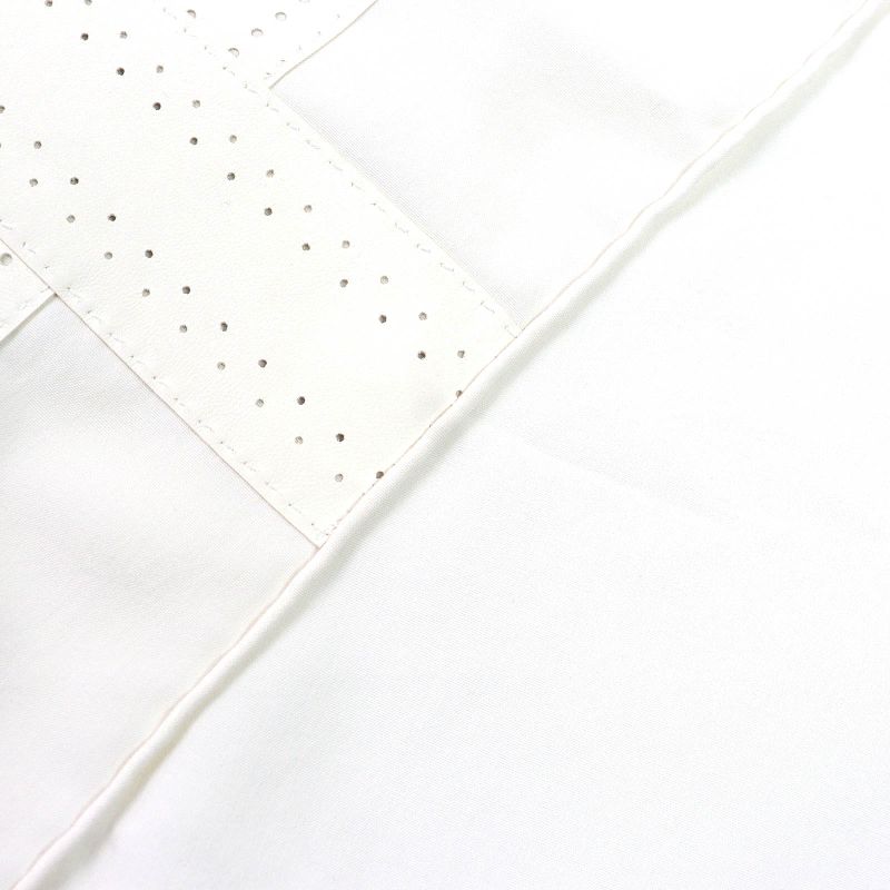 Hermes 100% Silk H Motif Perforated Lamb Leather Used Stole Shawl Ivory With