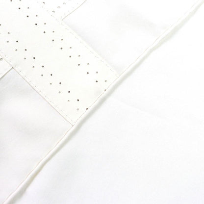 Hermes 100% Silk H Motif Perforated Lamb Leather Used Stole Shawl Ivory With