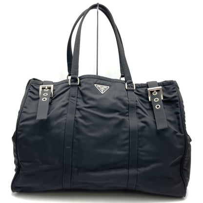 Prada Tote Handbag Black Nylon Tessuto Women Men Fashion Vintage
