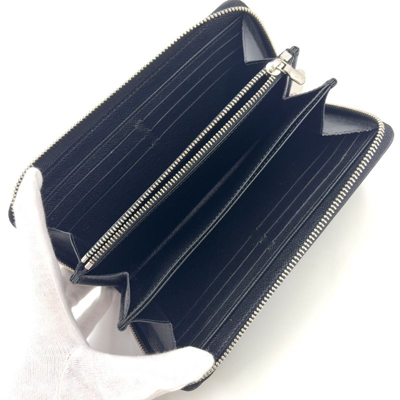 Louis Vuitton Zippy Wallet Epi Noir Black Leather Black Round Zipper Long